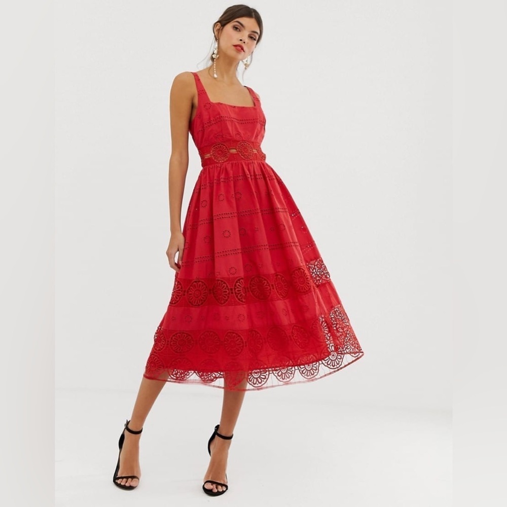 Embroidered lace inset Dress